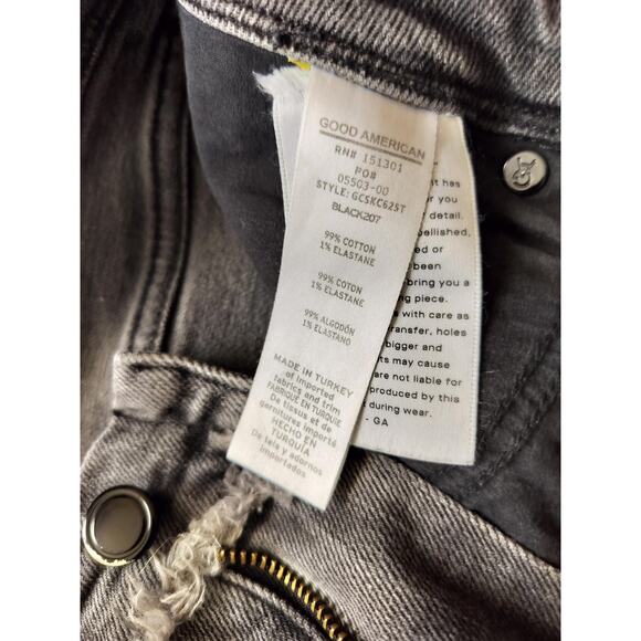 Good american womens good curve skinny crop black fray jeans size 2/26 - Picture 12 of 12